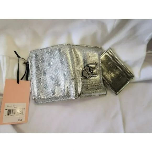 NWT Juicy Couture Metallic Simply Perfect Faux Leather Bifold Wallet - Picture 5 of 6